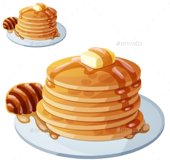 Pancakes with Honey and Butter - Food Objects