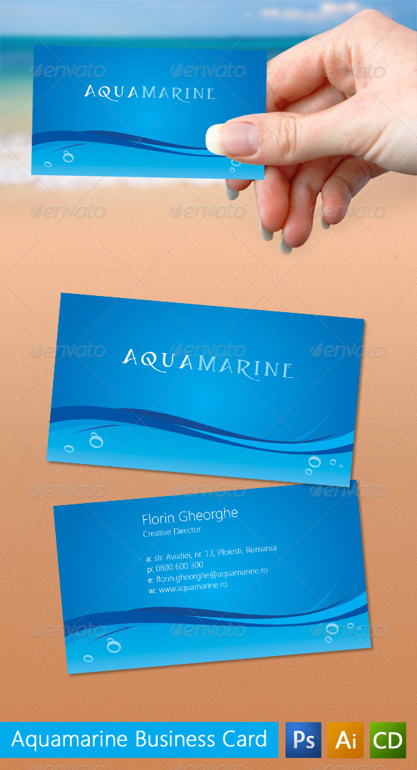 Aquamarine Business Card - Corporate Business Cards