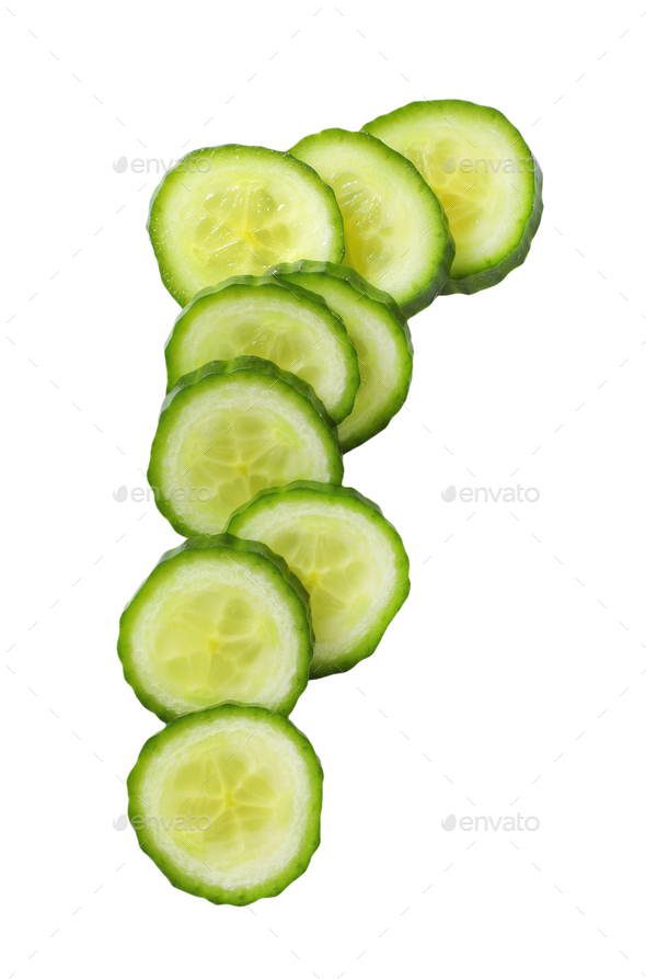 slices of green cucumber - Stock Photo - Images