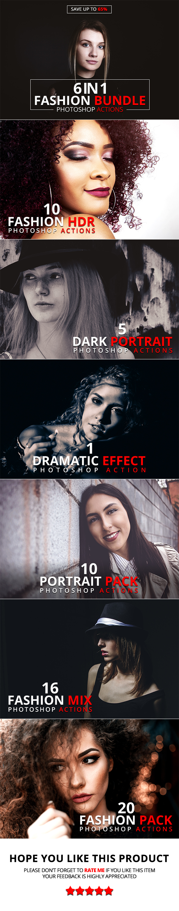 6 IN 1 Fashion Bundle Photoshop Actions - Actions Photoshop