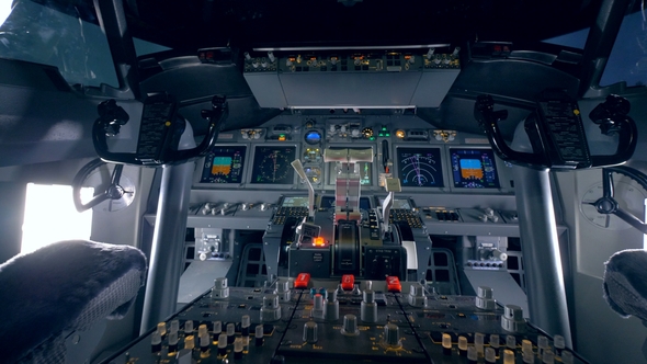 Functioning Empty Cockpit of an Airplane, Stock Footage | VideoHive