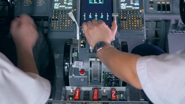 Pilot's Hand Pulling the Throttle Lever with It Moving By Itself ...