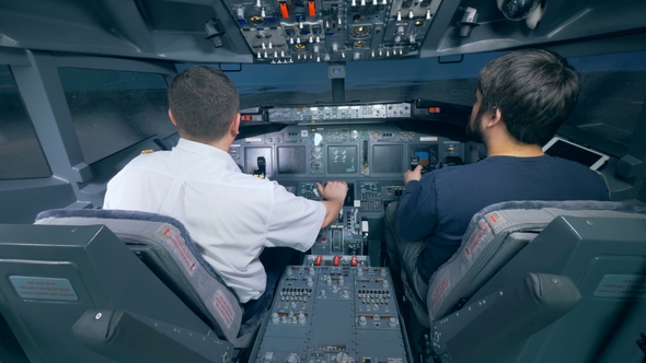 Flying Process in a Flight Simulator Controlled By a Pilot and a Civilian alt