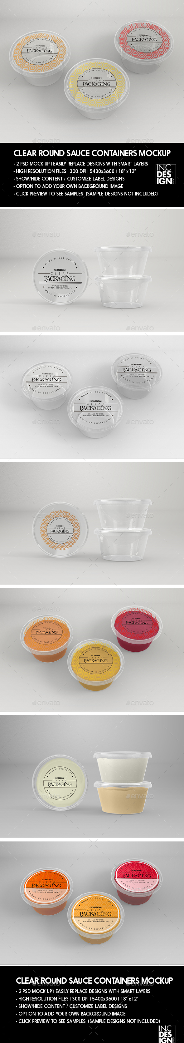 Clear Round Sauce Containers Packaging Mockup - Packaging Product Mock-Ups