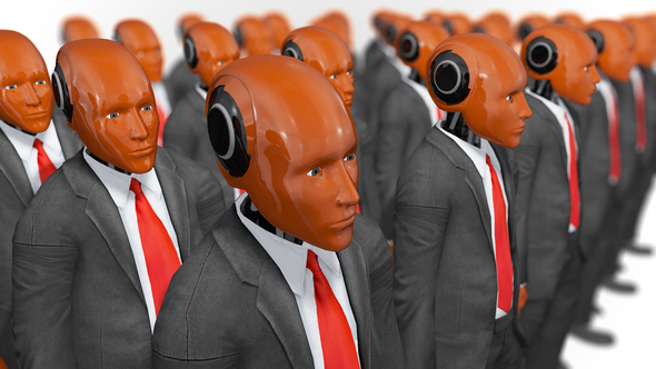 Humanoid Robots Dressed In a Business Suits