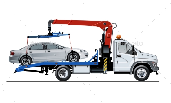 Vector Tow Truck Template Isolated on White - Man-made Objects Objects
