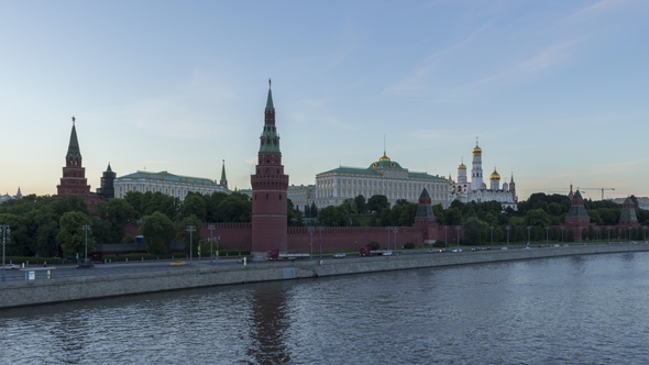 Moscow Kremlin and Moscow River at Summer Sunset alt