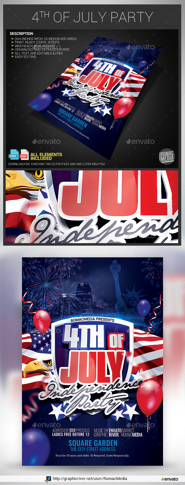 4th of July Party Flyer - Clubs & Parties Events