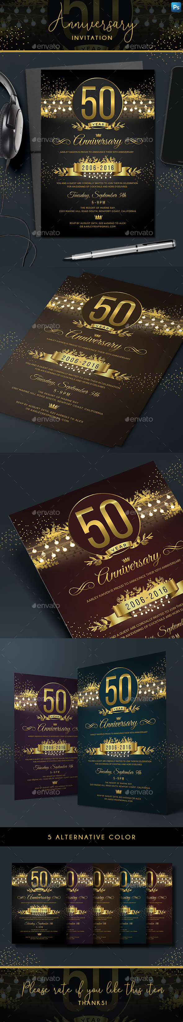 String Lights Anniversary Invitation - Anniversary Greeting Cards