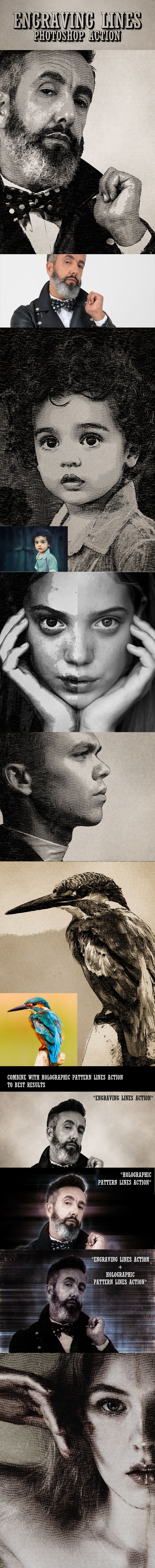 Engraving Lines Photoshop Action - Photo Effects Actions