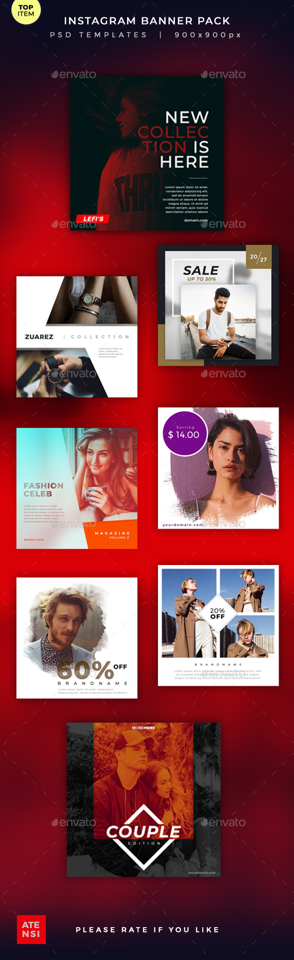 Instagram Banner Pack - Social Media Web Elements