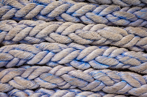 Close up picture of frayed boat ropes. Stock Photo by Maciejbledowski