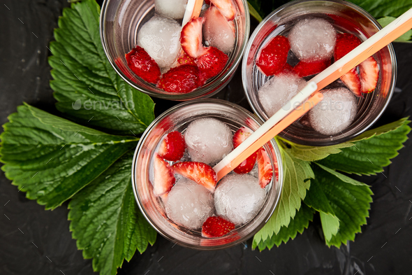 Strawberry detox water. - Stock Photo - Images