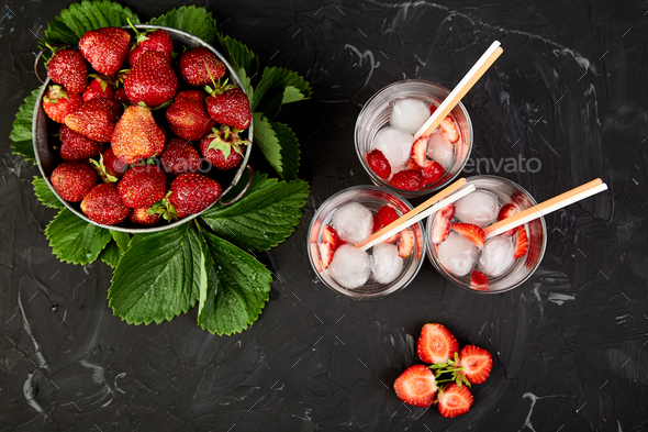 Strawberry detox water. - Stock Photo - Images