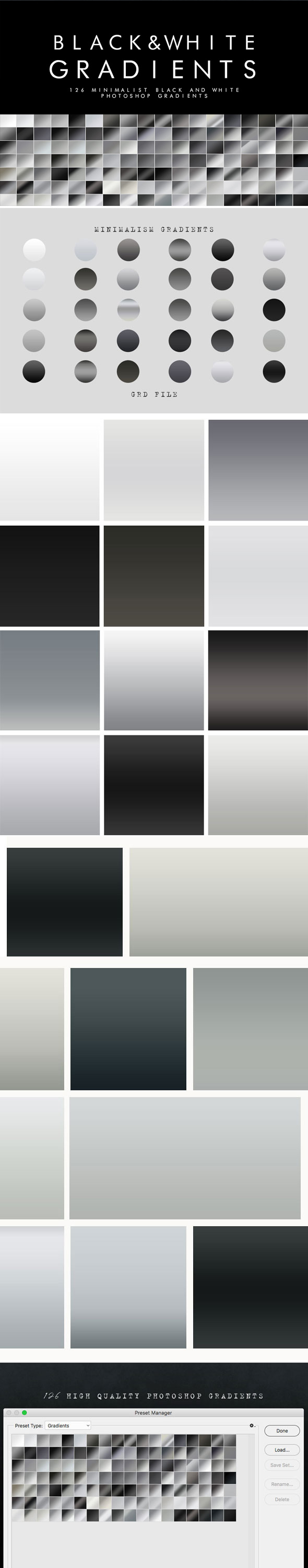 126 Black and White Gradients - Photoshop Add-ons