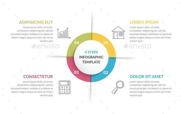 Circle Infographics with Four Elements - Infographics