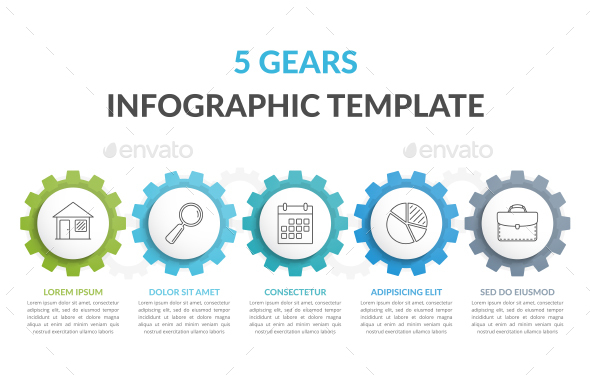 Infographic Template with 5 Gears - Infographics