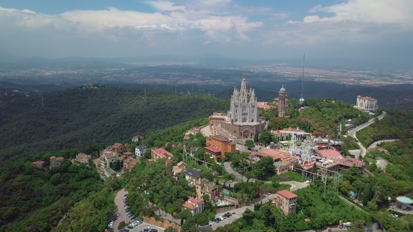Panorama of Barcelona  From Mount Tibidabo. Catalonia, Spain alt