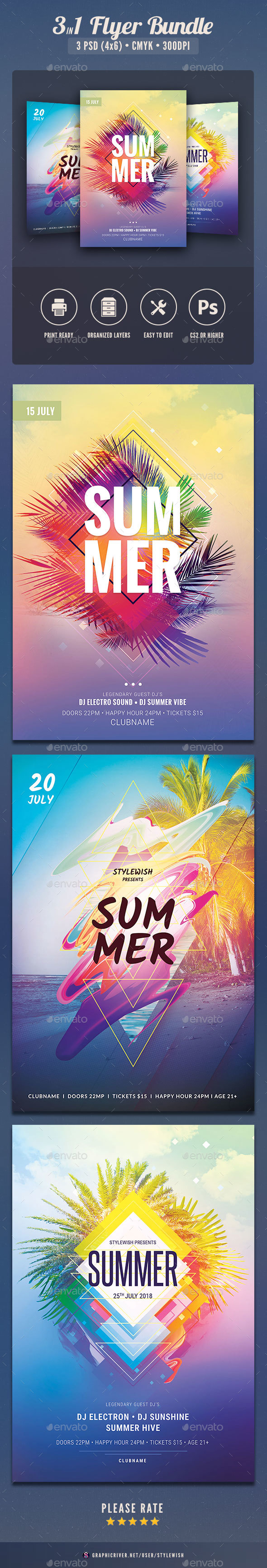 Summer Flyer Bundle Vol.18 - Clubs & Parties Events