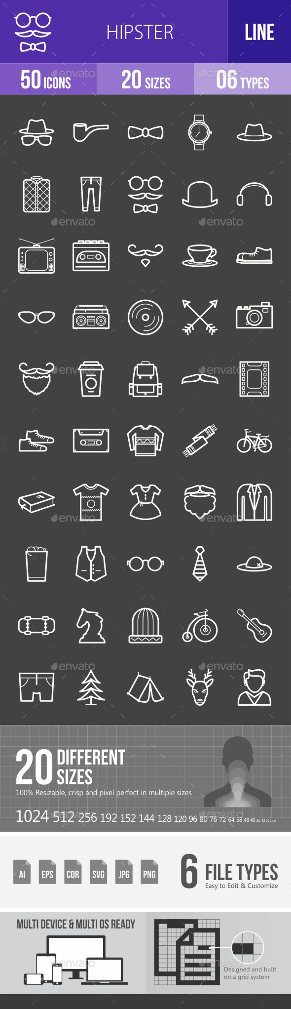 Hipster Line Inverted Icons - Icons
