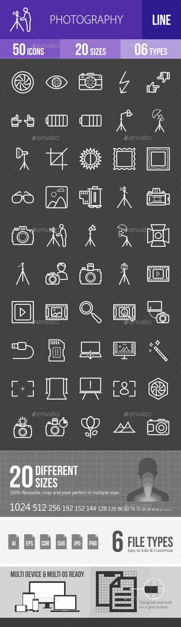 Photography Line Inverted Icons - Icons