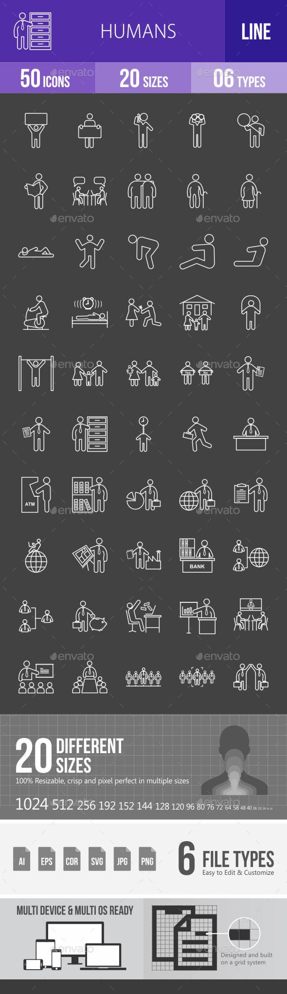 Humans Line Inverted Icons - Icons