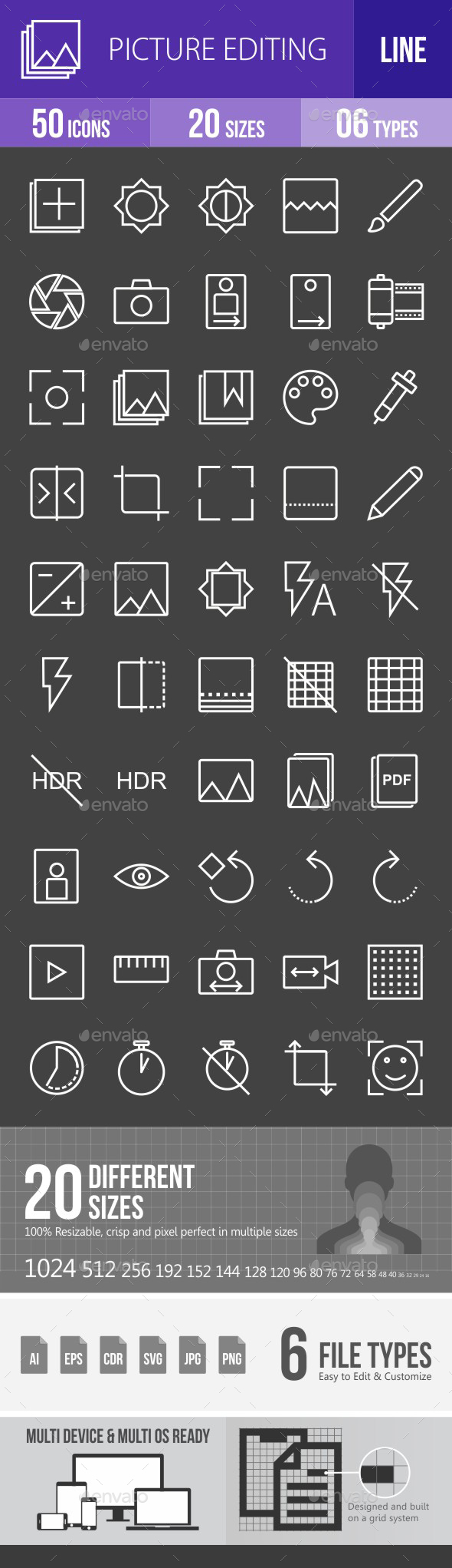 Picture Editing Line Inverted Icons - Icons