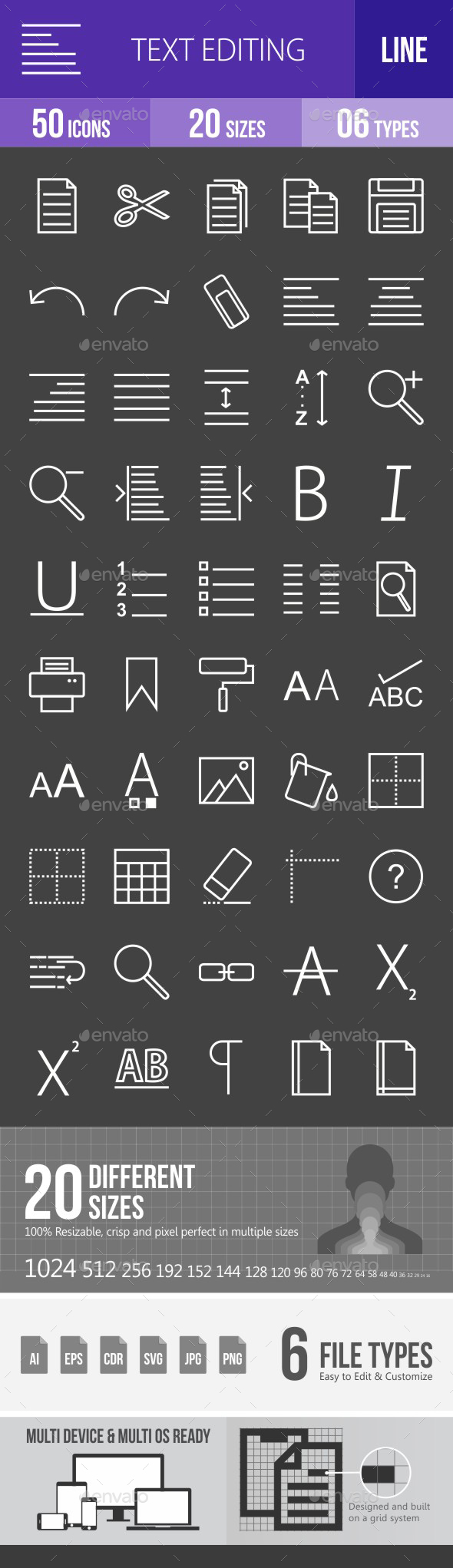 Text Editing Line Inverted Icons - Icons
