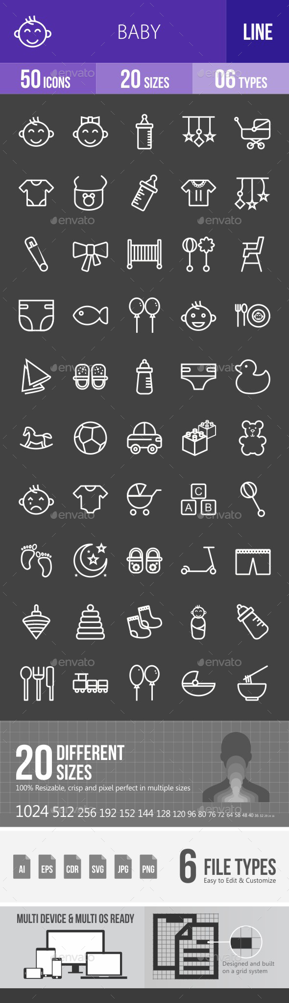 Baby Line Inverted Icons - Icons