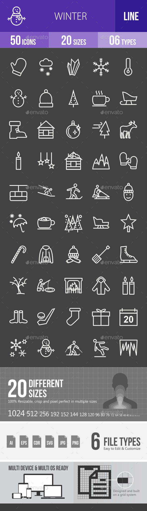 Winter Line Inverted Icons - Icons