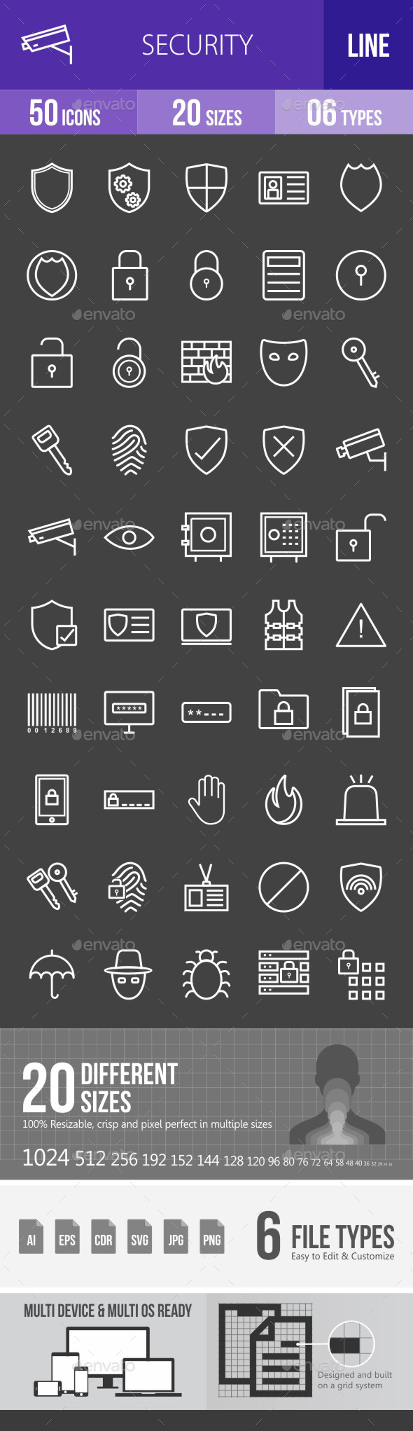 Security Line Inverted Icons - Icons