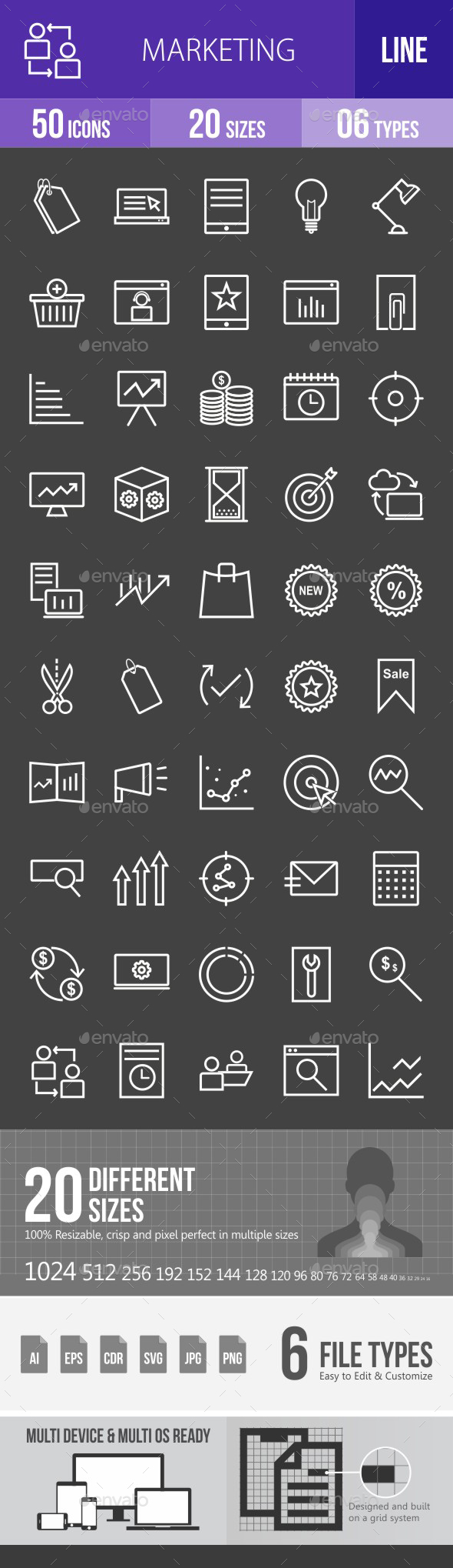 Marketing Line Inverted Icons - Icons