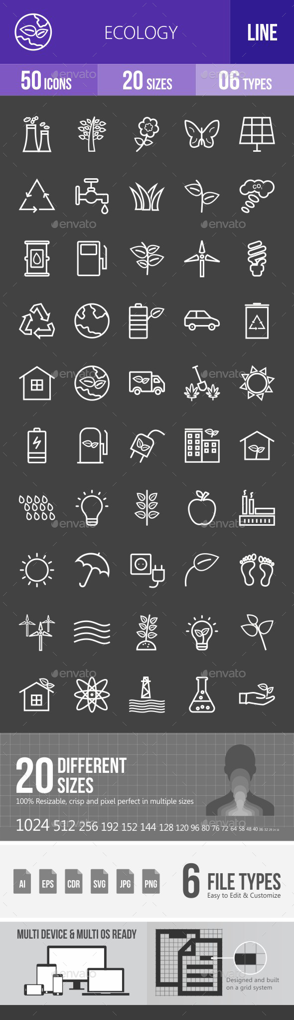 Ecology Line Inverted Icons - Icons