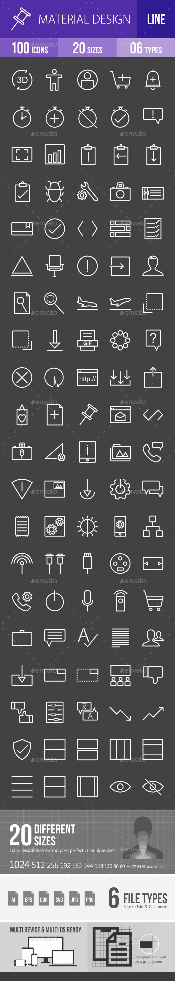 Material Design Line Inverted Icons - Icons