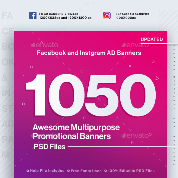 Facebook & Instagram Ad Banners - 1050 Files - Social Media Web Elements