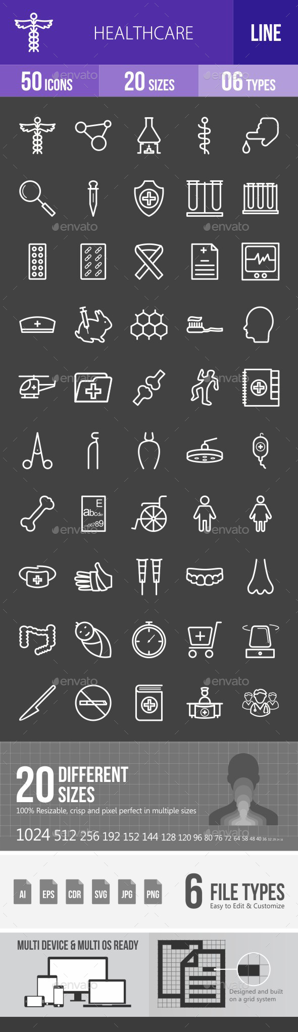 Healthcare Line Inverted Icons - Icons