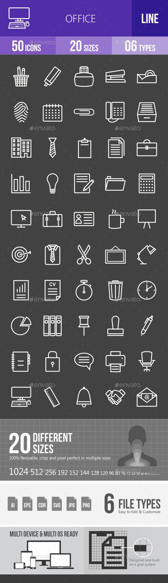 Office Line Inverted Icons - Icons