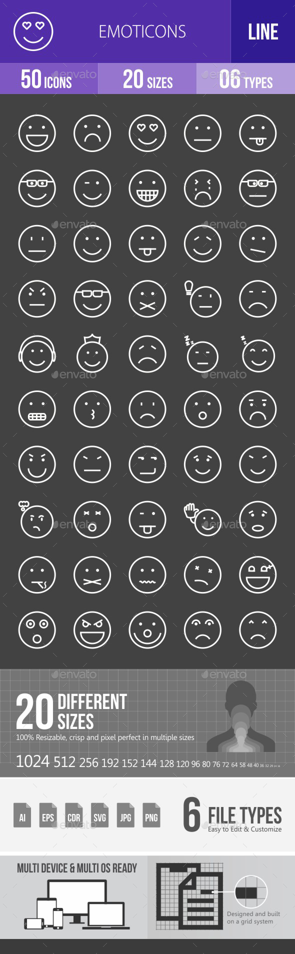 Emoticons Line Inverted Icons - Icons