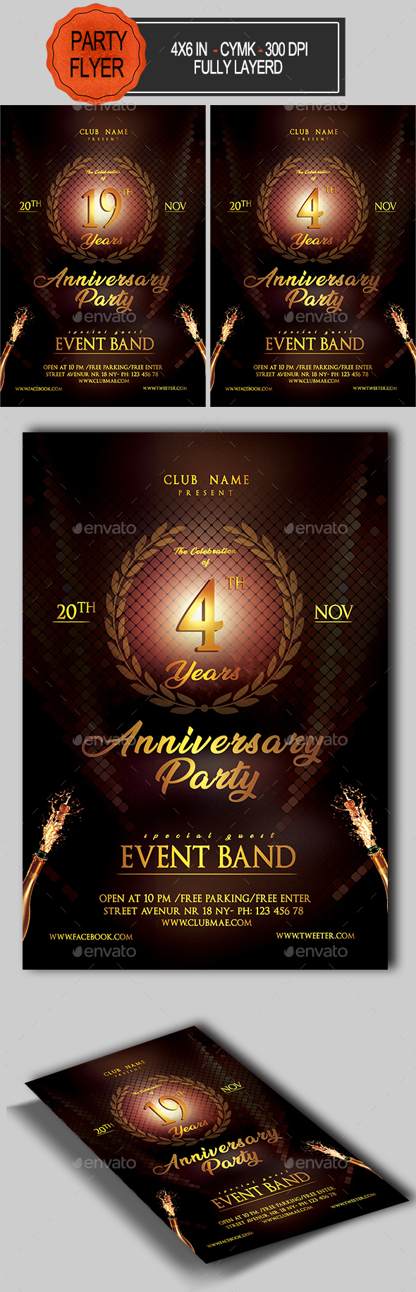 Anniversary Flyer - Clubs & Parties Events