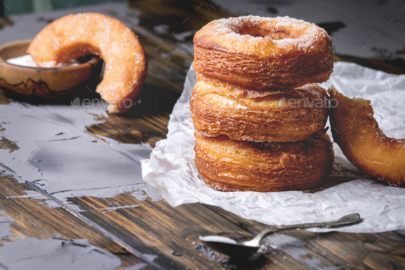 Puff pastry donuts cronuts - Stock Photo - Images
