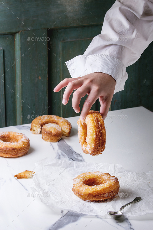 Puff pastry donuts cronuts - Stock Photo - Images