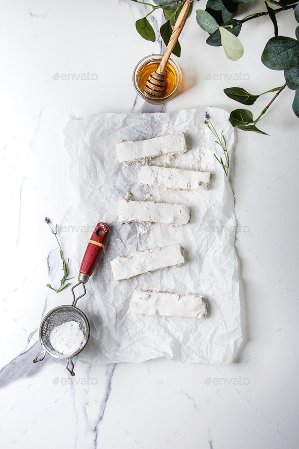 Homemade honey nougat - Stock Photo - Images