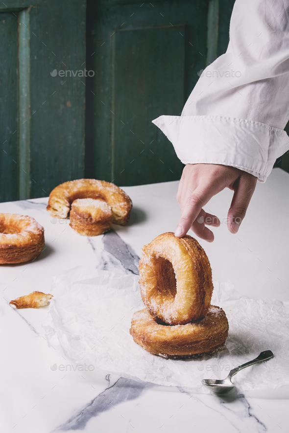Puff pastry donuts cronuts - Stock Photo - Images