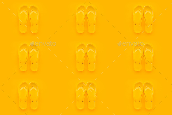 Seamless pattern background of yellow flip flops - Stock Photo - Images