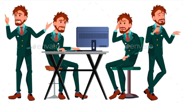 Business Person Vector. European Man - People Characters