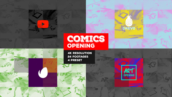 Fast Comics Opening/ Art Intro/ Kids Cartoon Tv Broadcast Intro/ Teens Youtube Channel/ Family Tales