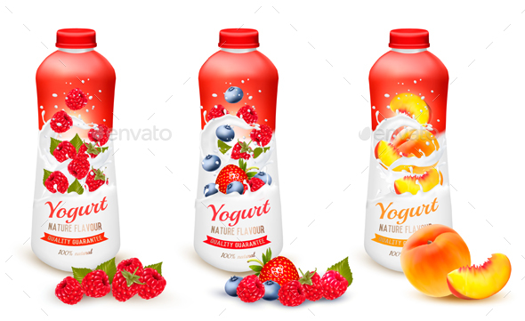 Fruit Yogurt with Berries and Fruit - Food Objects