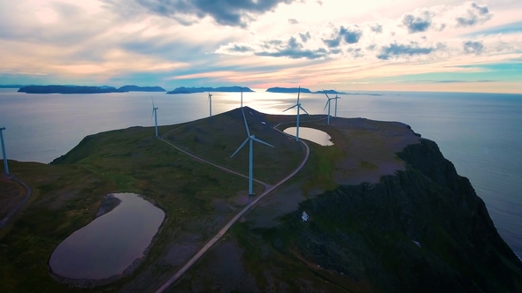 Windmills for Electric Power Production Havoygavelen Windmill Park Norway alt