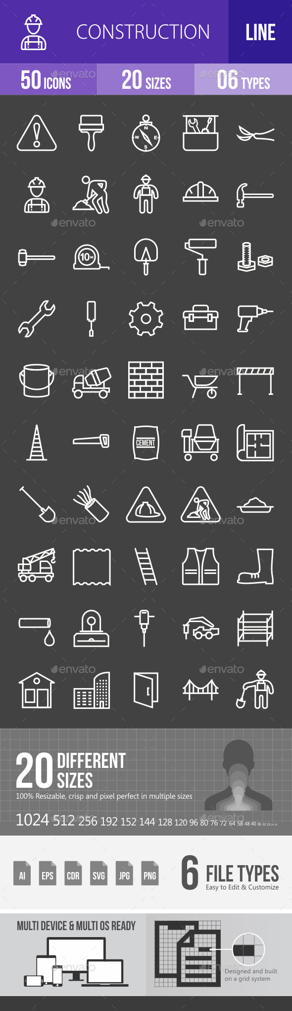 Construction Line Inverted Icons - Icons