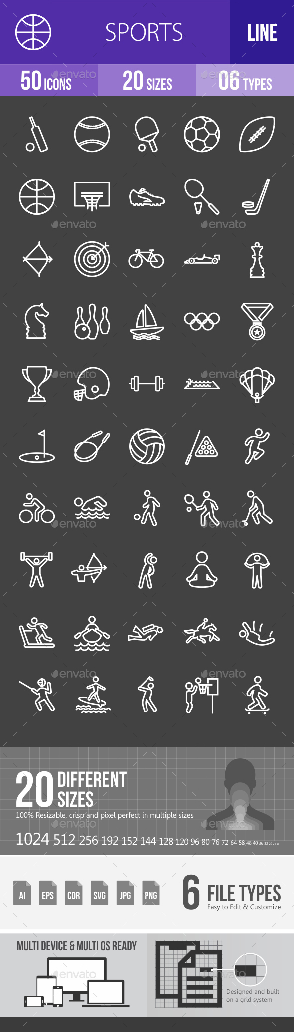 Sports Line Inverted Icons - Icons